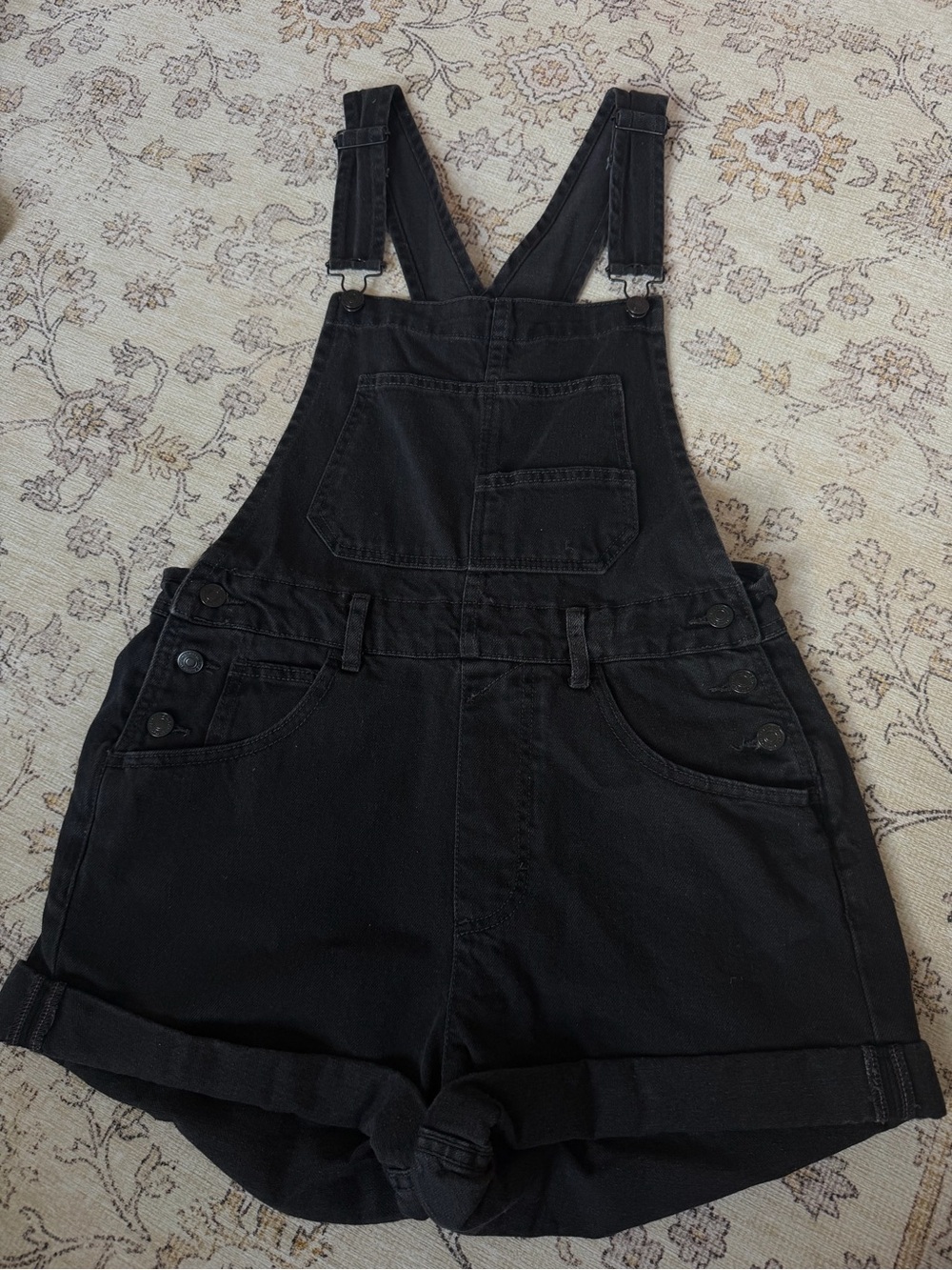 We The Free Black Short Denim Overalls - Picture 1 of 4
